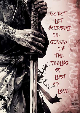 Samurai with Sword and Quote Vector Art