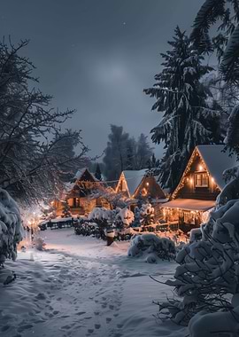 Festive Cozy Winter Cabin