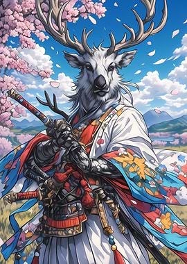 White Deer Samurai Cherry blosson