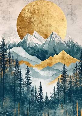 Golden Mountain Landscape