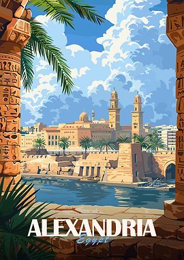 Alexandria, Egypt Travel Poster
