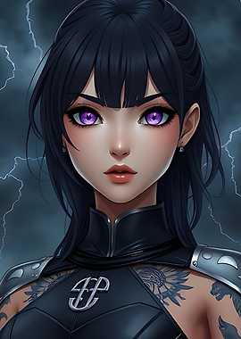 Anime Girl with Purple Eyes