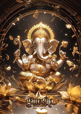 Ganesha Super Gold Statue
