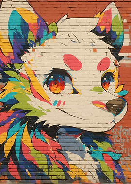 Colorful Wolf Graffiti