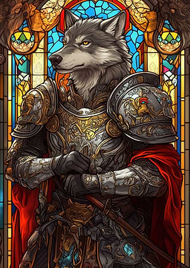 Wolf Knight Stained Glass