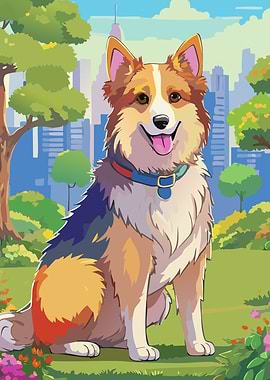 Smiling Dog in City Park