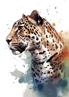 Leopard Watercolor Portrait