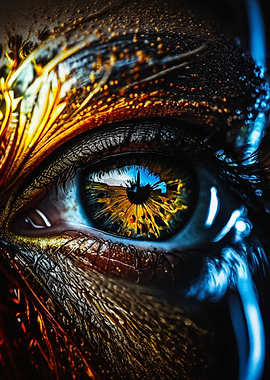 Close-up Eye with Abstract Design