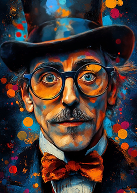 Man in Top Hat and Glasses