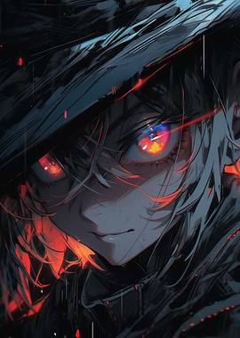 Anime Girl with Fiery Eyes