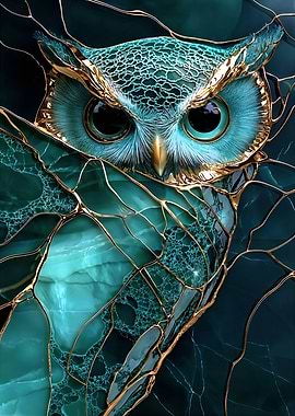 Kinstugi Golden Owl in Teal