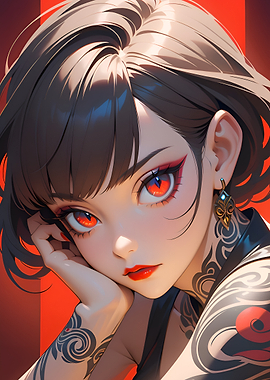 Anime Girl with Red Eyes