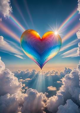 Rainbow Heart in Sky