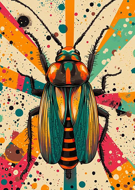 Retro Cockroach Art | Artistic Cockroach in Abstract Style
