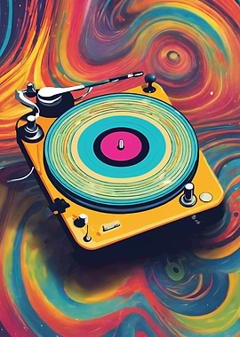 Turntable on Swirling Background