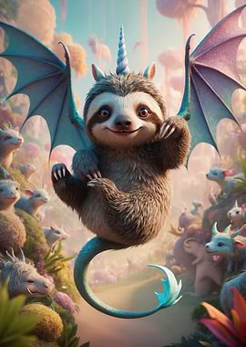 Sloth Pup Dragon Unicorn Hybrid