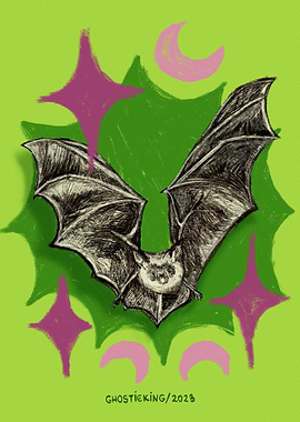 Bat with Stars and Moons