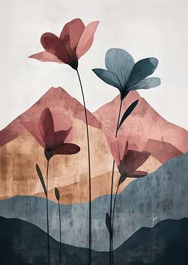 Abstract Floral Mountain Art | Abstract Nature Wall Art