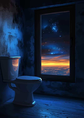 Toilet with Night Sky View