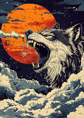 Wolf rage Howling at the Moon