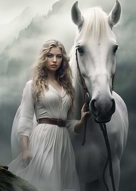 Woman and White Horse