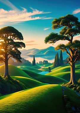 Sunrise Over Rolling Hills