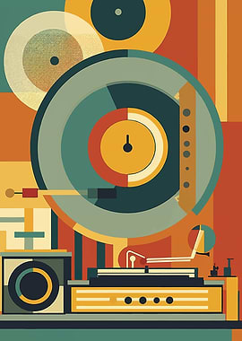 Retro Record Player Art