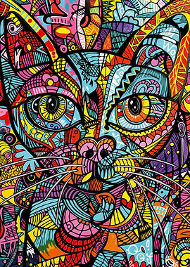Abstract Cat Portrait
