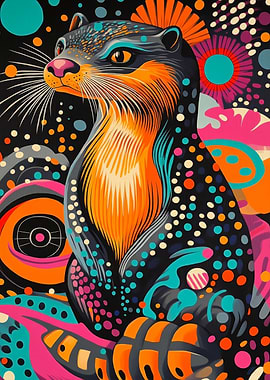 Otter in Psychedelic Art | Otter - Playful Pop Art