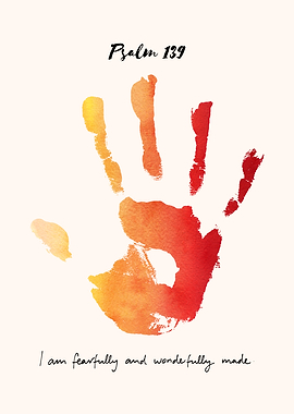 Psalm 139 Handprint Art, Bible verse, Christian Decor, Faith decoration