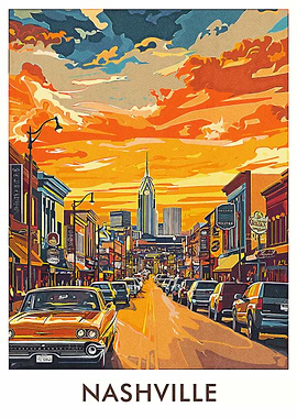 Nashville Cityscape Sunset