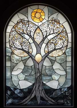 Tree Stained Glass Artwork