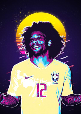 Marcelino Brazil Soccer Player Retro Art