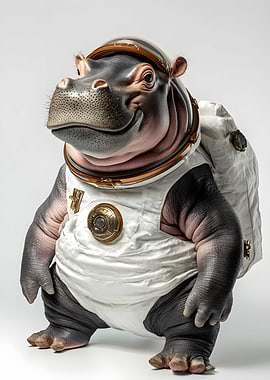 Hippo in an astronaut Art