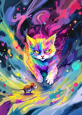 Rainbow Cat and Mouse