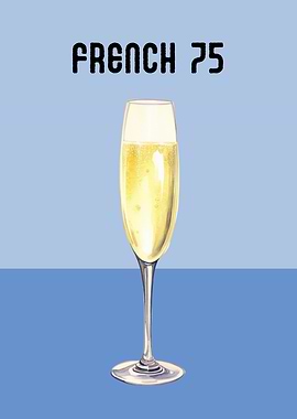 French 75 Cocktail Poster | Sophisticated Bar Illustration