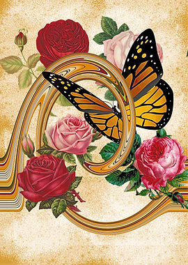 Butterfly and Roses