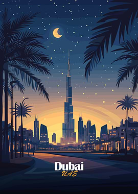 Dubai Skyline at Night