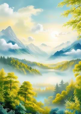 Misty Mountain Landscape