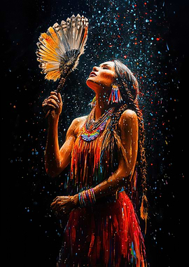 Native American Woman with Fan