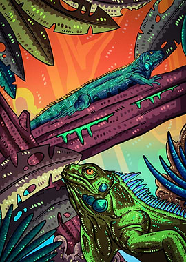 Iguana Jungle Art