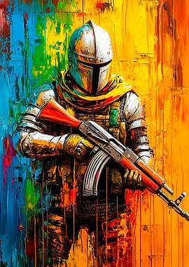 Medieval Warrior with AK-47