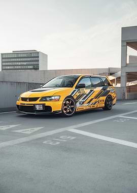 Yellow Mitsubishi Lancer Evolution Wagon