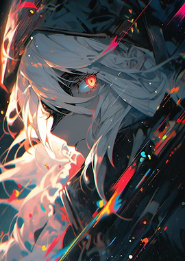 Anime Girl with Red Eye