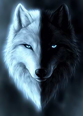 Wolf with Blue Eyes