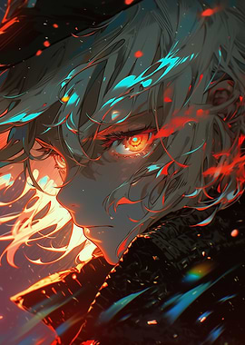 Fiery Anime Girl Portrait