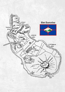 Handdrawn Map of Sint Eustatius