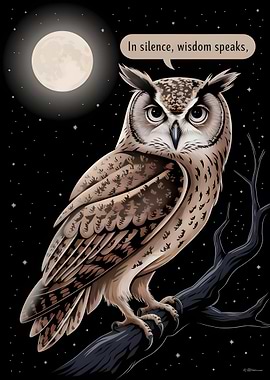 Wise Owl Under Moonlight