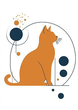 Orange Cat Minimalist Art