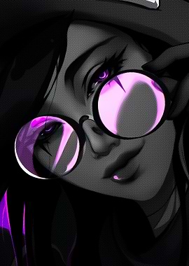 Anime Girl with Pink Glasses